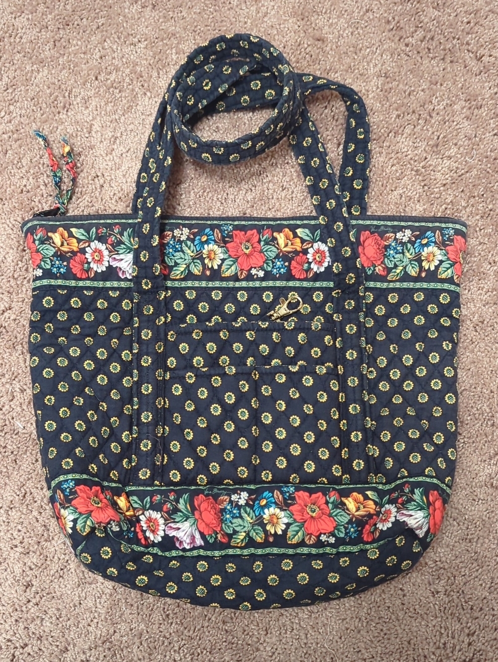 Vera Bradley Quilted Floral Navy Tote Bag